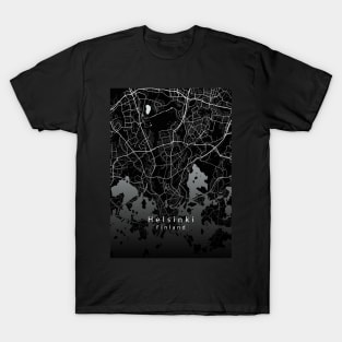 Helsinki Finland City Map dark T-Shirt